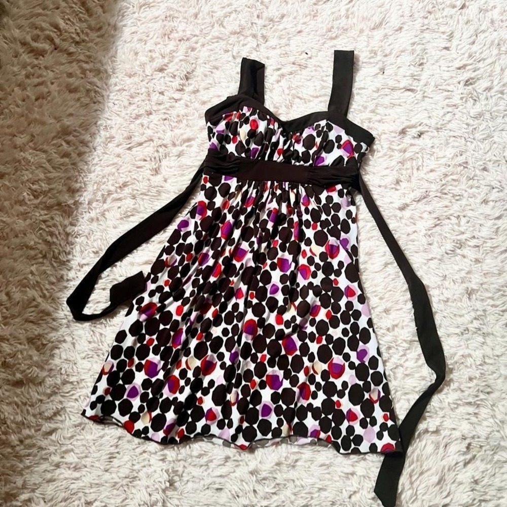 Vintage Y2K Babydoll Polka Dot Geometric Sundress Womans S Colorful Kidcore